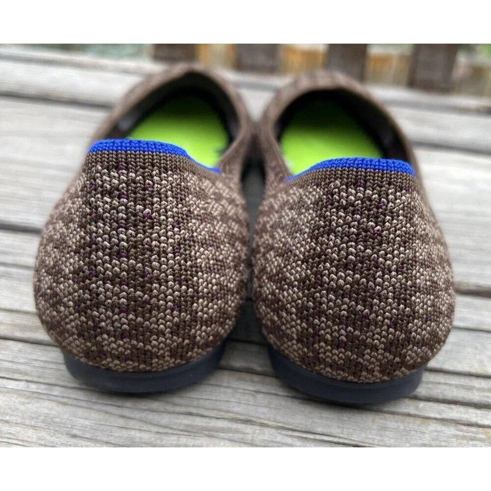 Rothy’s Women’s 7 Flats Cocoa Houndstooth Round Toe *NO INSOLES*